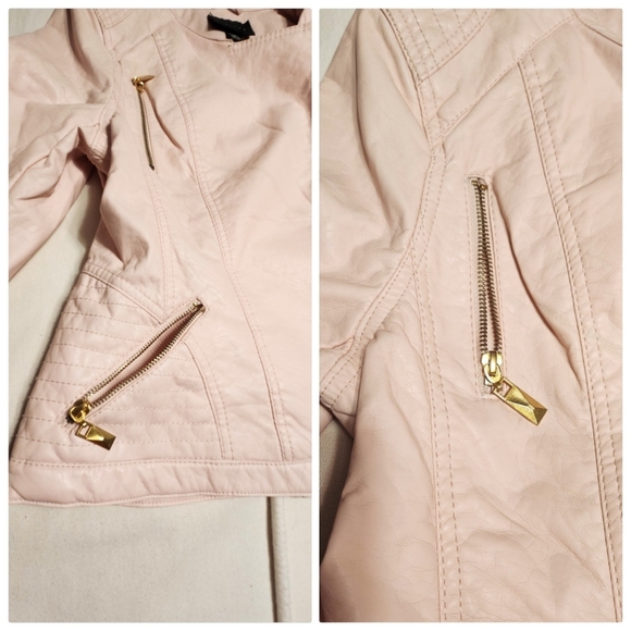 Wet Seal Faux Leather Y2K Moto Jacket Pink X Large - Picture 9 of 13